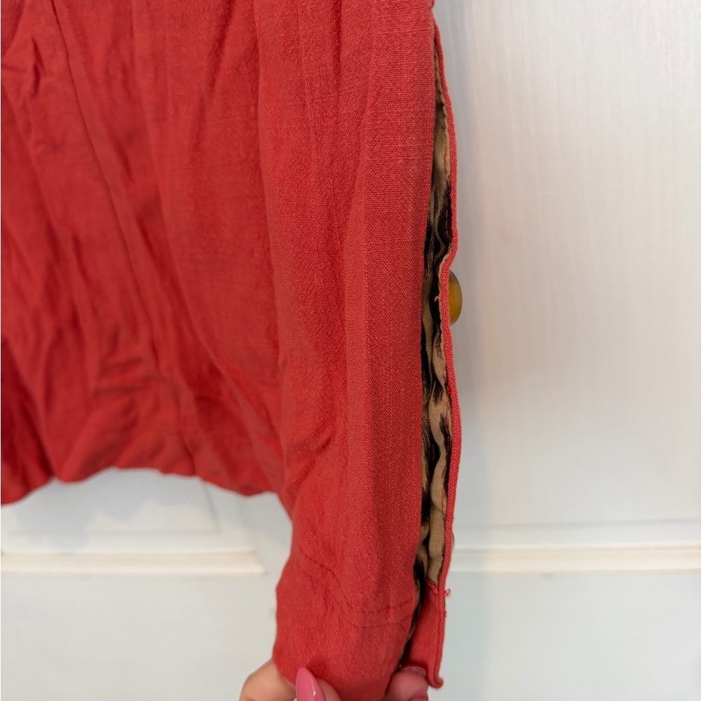 Umgee Coral Tunic Dress with Leopard Patch Pockets - Picture 4 of 4